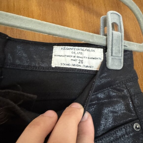 AllSaints Womens Black Coated Skinny Jeans Size 28 - Picture 4 of 5